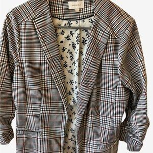 Skies Are Blue Women's Checkered Blazer - Black and Brown